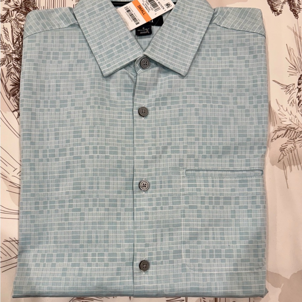 Men's ALFANI Light Blue Checkered Shirt - Long Sleeve